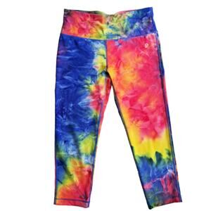 YOGO Bright Tie Dye Crop Leggings Activewear Yoga Size Medium Capri